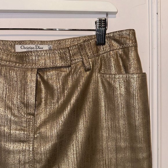 Christian Dior Metallic Gold Goat Suede Skirt - Picture 3 of 12